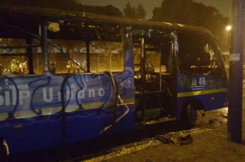 Bus del SITP quemado durante protestas