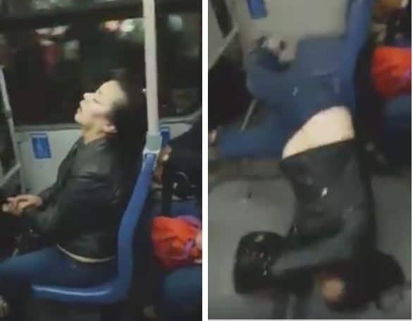 Mujer se cae de silla en bus de Transmilenio