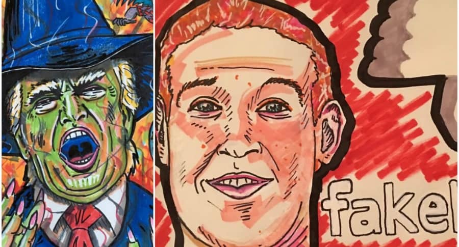 Dibujos Jim Carrey de Trump y Zuckerberg