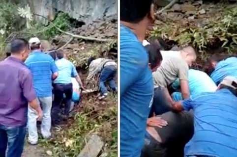 Niñas rescatadas en derrumbe