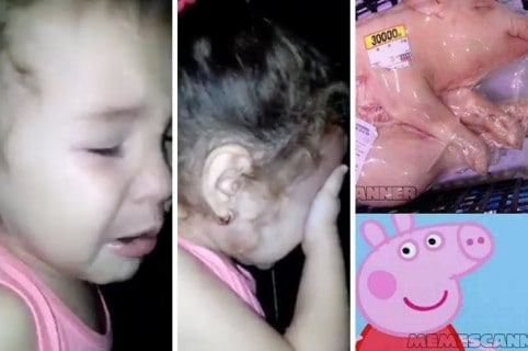 Niña llorando por 'Peppa Pig'