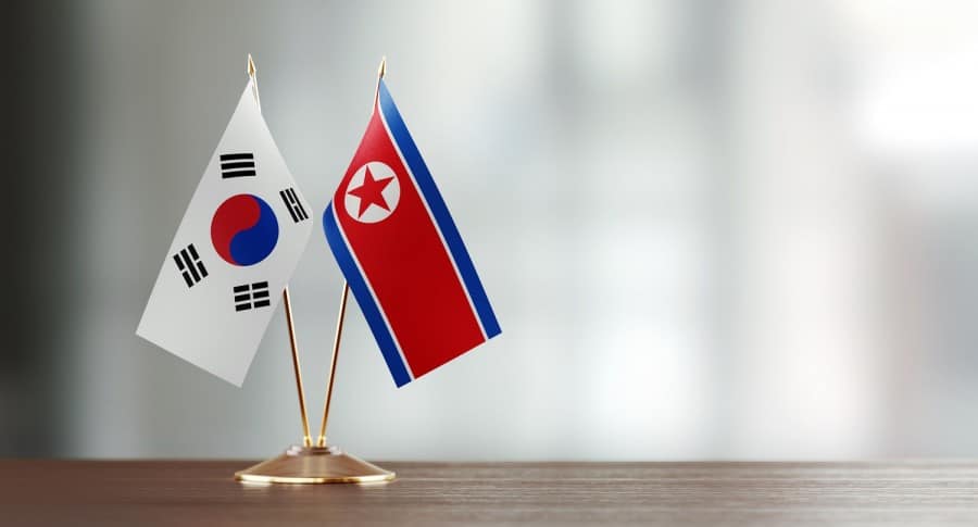 Banderas de Corea del Sur y Corea del Norte