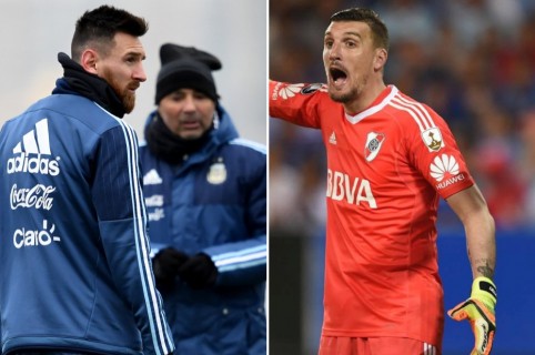 Lionel Messi, Jorge Sampaoli y Franco Armani.