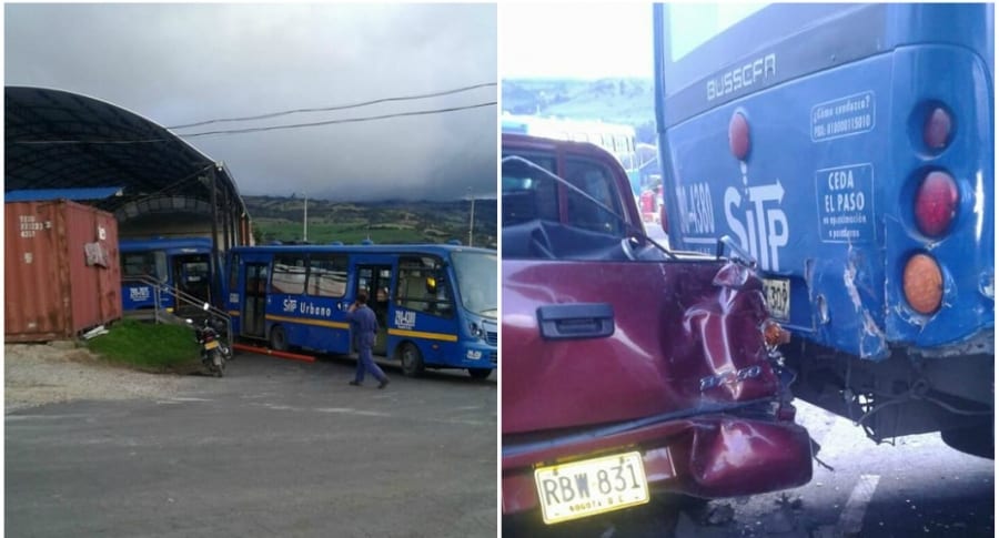 Bus de SITP se rueda en parqueadero.