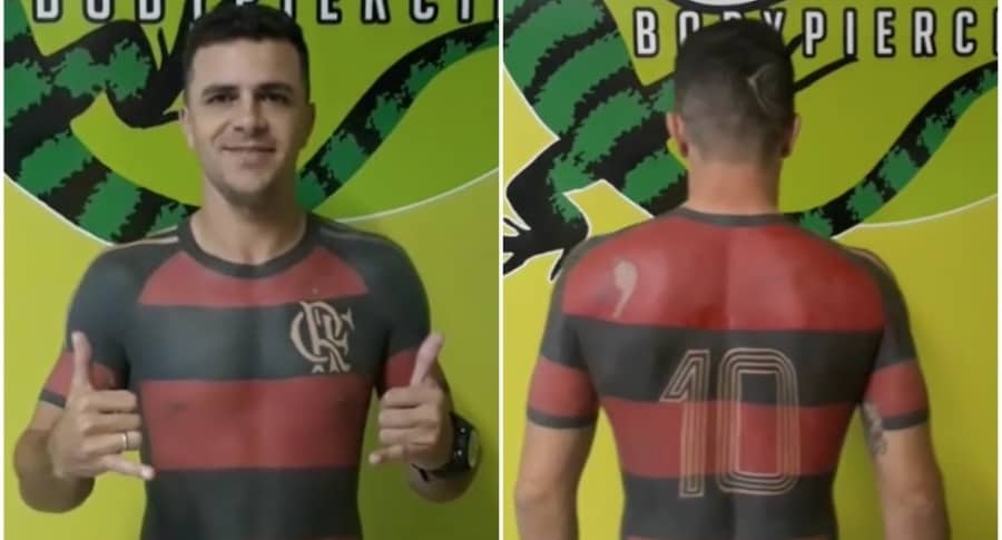 tHincha de Flamengo se tatúa camiseta del equipo.