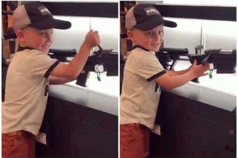 Niño usa rifle.