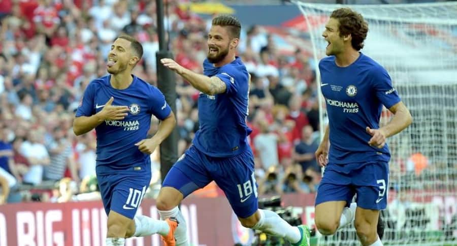 Celebración del Chelsea, tras anotar gol de la victoria
