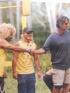 'El Pibe' Valderrama, exfutbolista; Juan David Posada, modelo; y Víctor Mallarino, presentador y actor.