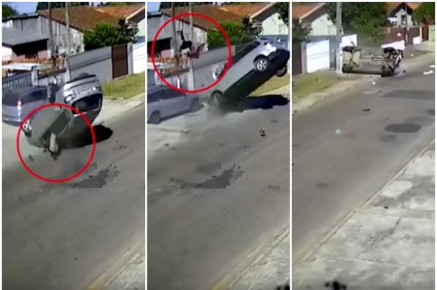 Ladrón de autos sale a volar.