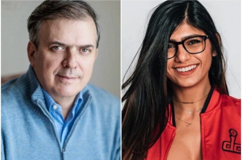 Marcelo Ebrard, exjefe de gobierno de México. / Mia Khalifa, exactrix porno.