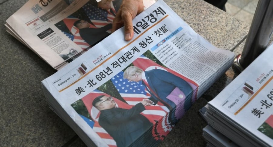 Primera plana de la prensa surcoreana