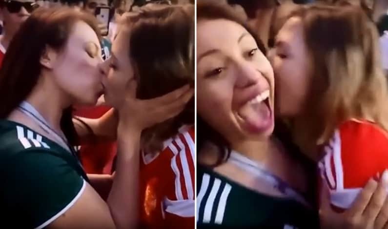 Beso entre hinchas en el Mundial|
