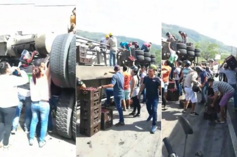 Saqueo a camión en Bucaramanga