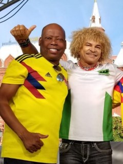 Faustino 'el Tino' Asprilla, Carlos 'el Pibe' Valderama y su hija Carla Valderrama.