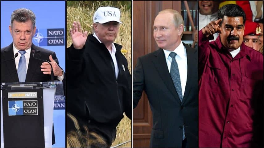 Juan Manuel Santos, Donald Trump, Vladimir Putin y Nicolás Maduro