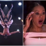 Acróbata se cae en vivo.