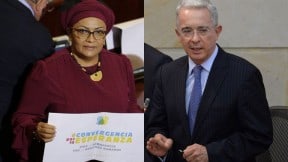 Victoria Sandino y Álvaro Uribe