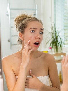 Mujer con acné