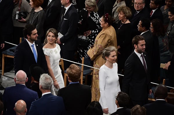 Familia presidencial en ceremonia del Nobel de la Paz
