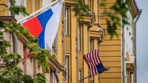 Fachada de la embajada de Estados Unidos en Moscú