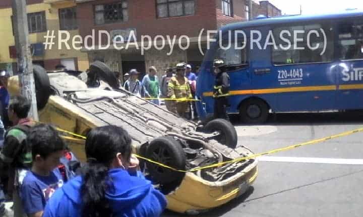 Accidente entre bus del SITP y taxi, en el sur de Bogotá