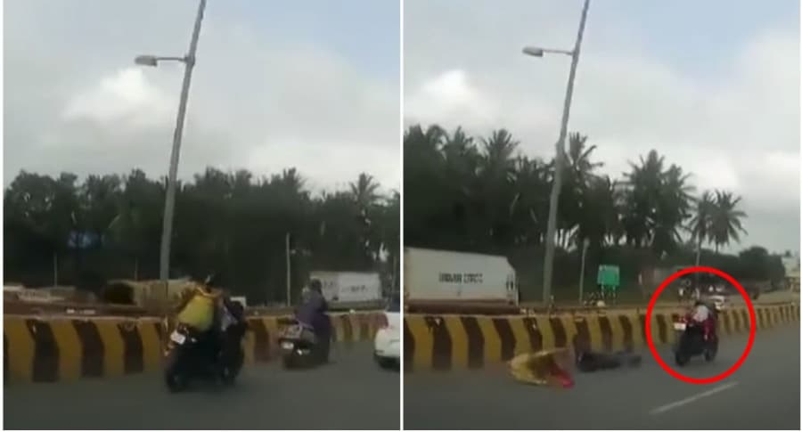 Niña anda sola en moto.