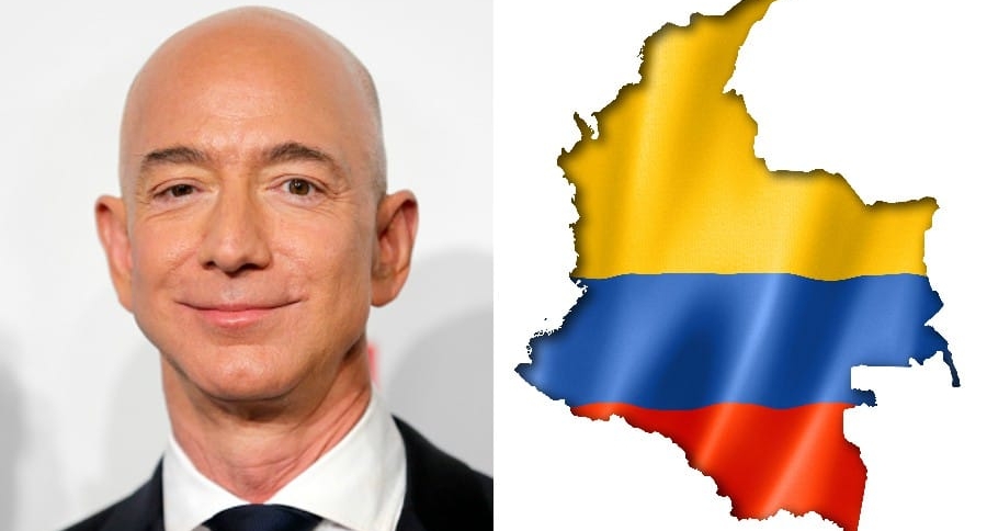 Collage Jeff Bezos y Mapa de Colombia