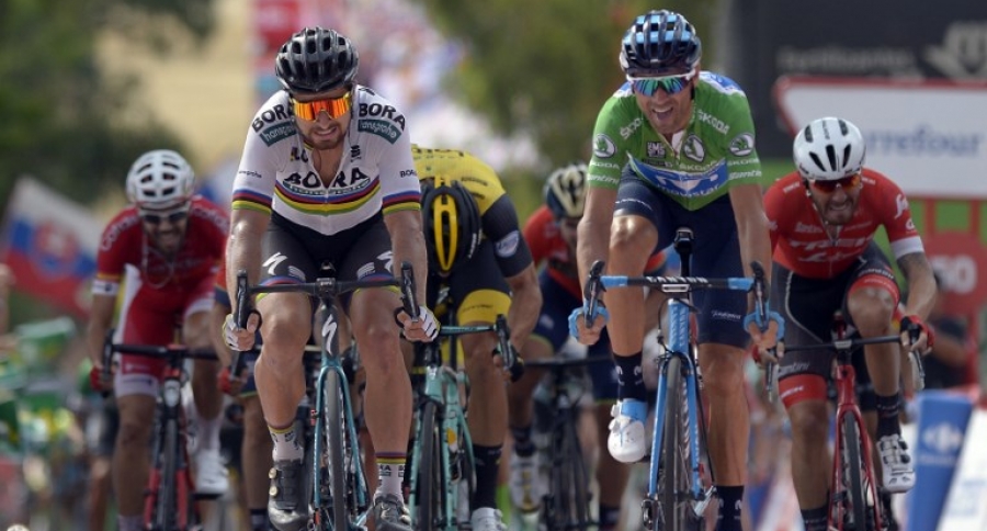 Peter Sagan y Alejandro Valverde en la definición de la etapa 8