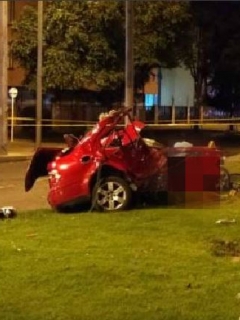 Carro en el que ocurrió el trágico accidente