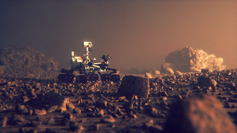 Rover explorando Marte