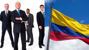Empresarios y bandera de Colombia