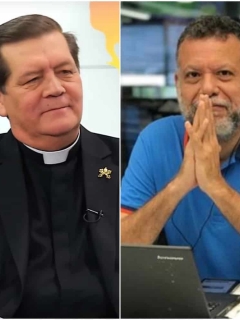 Monseñor Alirio López y padre Linero