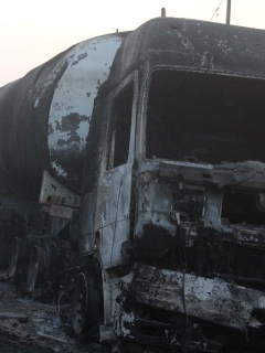 Camión cisterna que explotó en accidente