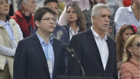 Miguel Uribe, secretario de Gobierno, y Enrique Peñalosa, alcalde.