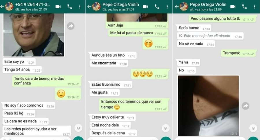Chat de WhatsApp entre cura José Ortega y un joven