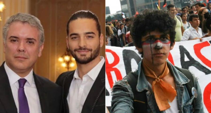 Iván Duque, Maluma y estudiante en protesta