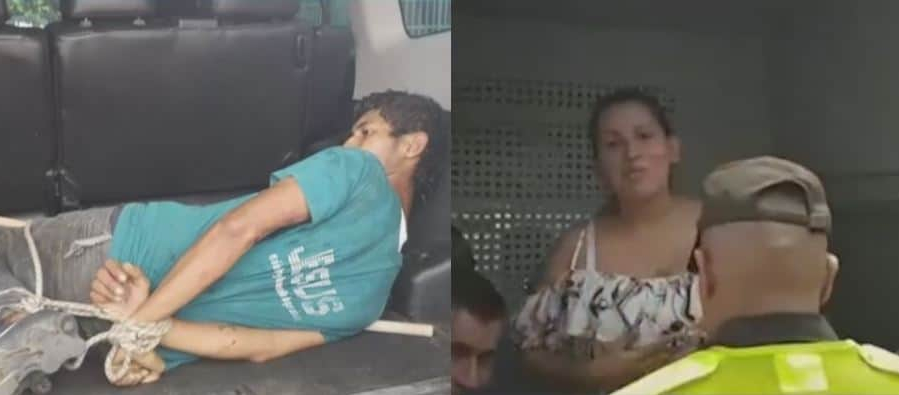 Hombre amarrado y mujer detenida