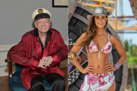 Hugh Hefner, creador de Playboy, y Catalina Aristizábal, presentadora.