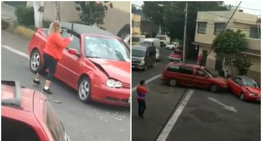 Mujer destroza carro de conductora.
