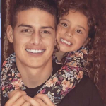 Daniela Ospina, modelo, y James Rodríguez, futbolista, con su hija Salomé.