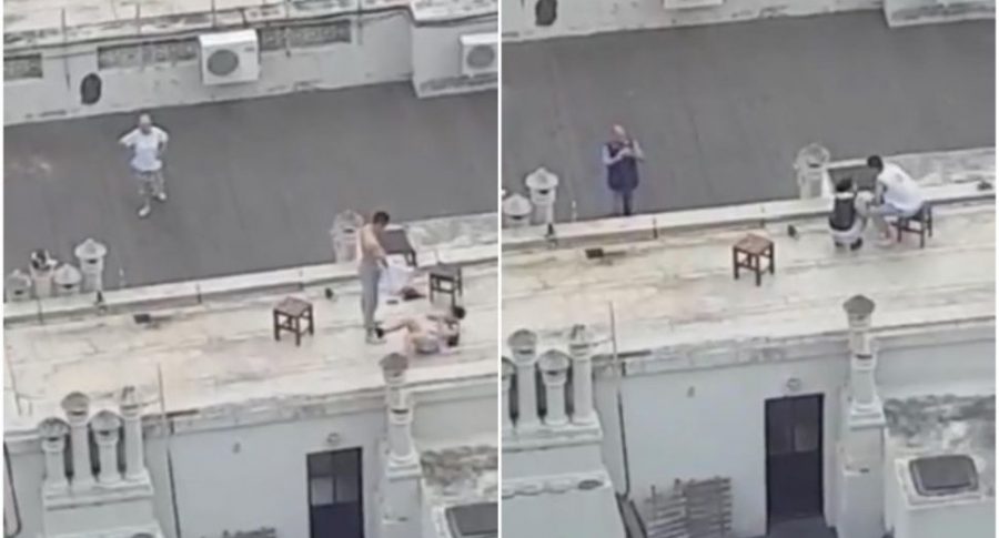 sex on a building Woman climax pee