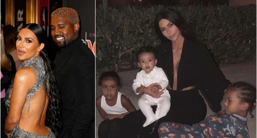 Kim Kardashian y Kanye West / Kim Kardashian con sus hijos North, Saint y Chicago