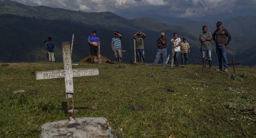 Familiares de líder social asesinado en el Cauca.