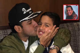 El cantante Diomedes Díaz, su nieto 'Martincito' y su hijo Martín Elías.