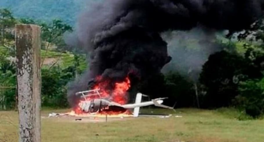 Helicóptero incinerado