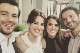 Luciano D'Alessandro, Laura Londoño, Laura de León y Mario Espitia, actores.