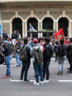 Estudiantes de la Universidad Distrital, en Bogotá.