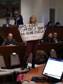 Medea Benjamin interrumpe la sesión de la OEA