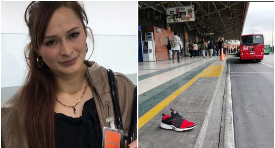 Mujer que perdió zapato en Transmilenio.
