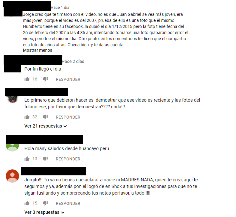 Comentarios en video de YouTube Comentarios en video de YouTube